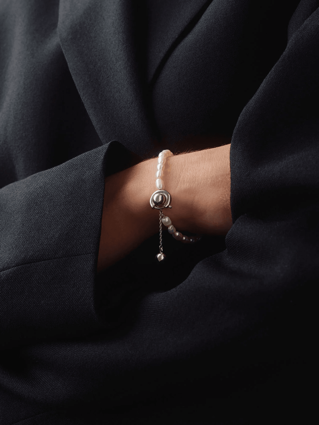 Aeyde Seth Pearl and Palladium-Plated Bracelet